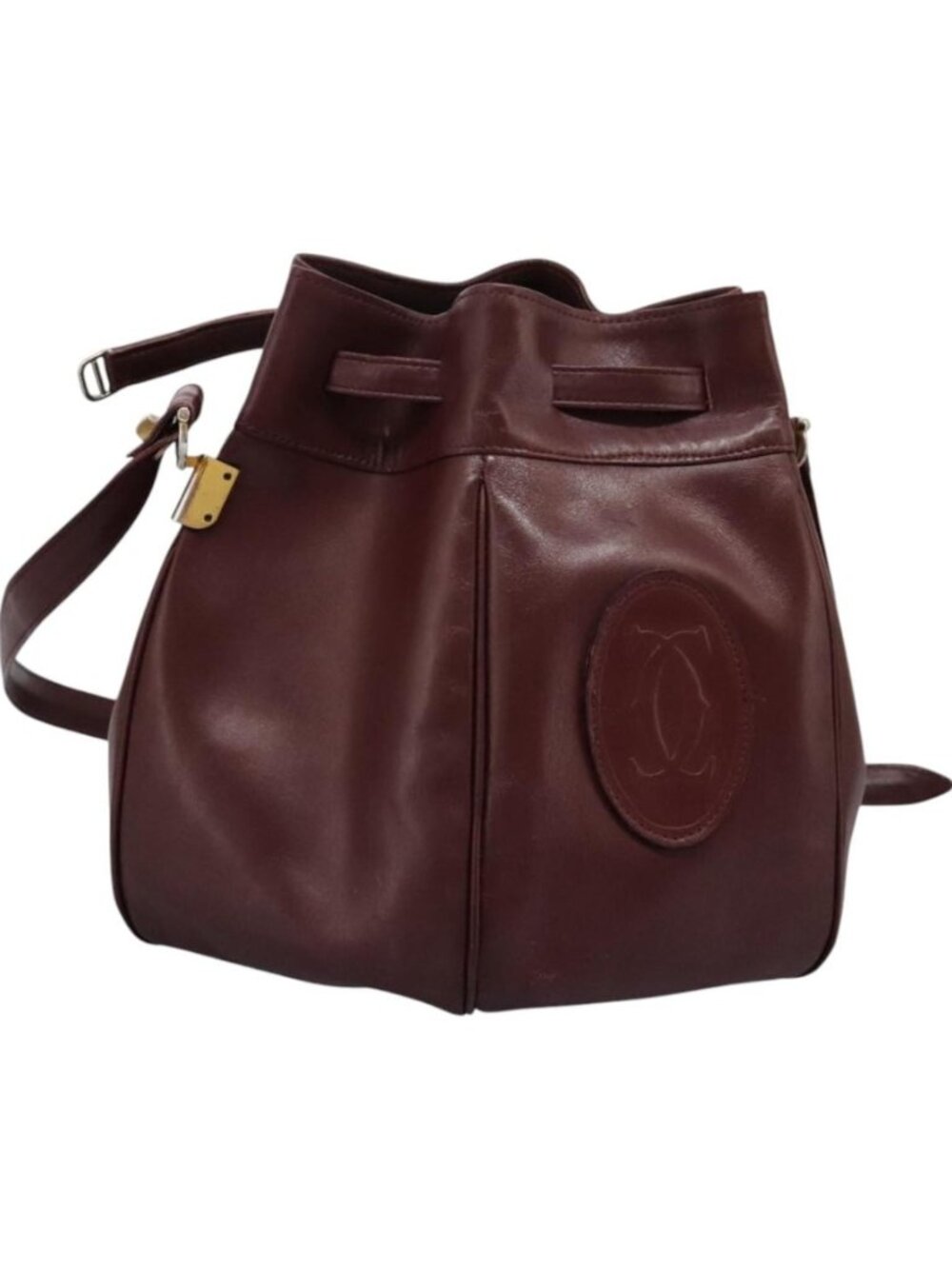 CARTIER Must Line Shoulder Bag Leather Bordeaux Gold